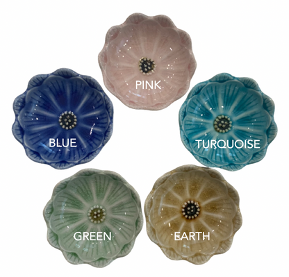 Minoyaki ware side dish bowl - flower series (5 colors)